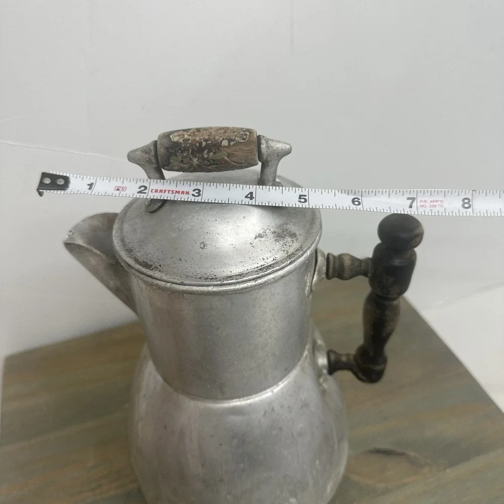 Vintage Wearever Aluminum Coffee Tea Pot Percolator W/ Wooden Handle Pitcher